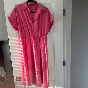 NWOT Vibrant Pink Button-Up Dress size XL